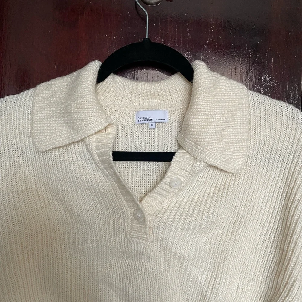 Danielle Bernstein WeWoreWhat cropped knit polo sweater - Picture 2 of 3